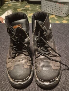 Harley-Davidson Black Men's Lace-Up Motorcycle Boots with Metal Toe Plate